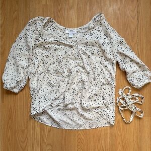 Motherhood Cream Blouse with Black Dots